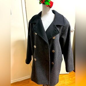 Peacoat Double Breast Steve by Searle Gray and
Black Wool Peacoat